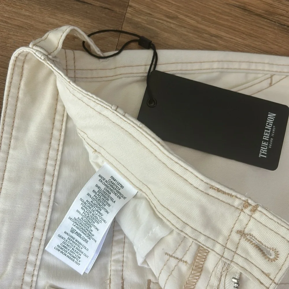 TRUE RELIGION WOMENS MILITARY CARGO PANT WINTER WHITE Sz 29 NEW - Picture 10 of 13